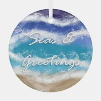 Seas & Greetings | Seaside Coastal Christmas   Glass Ornament