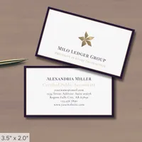 Minimalist White Purple Gold Luxe Logo Business Card