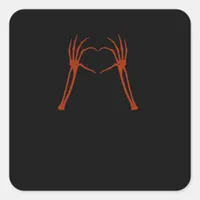 Skeleton Hands Heart Sign Costume Funny Halloween  Square Sticker
