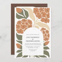 Rustic Bloom Abstract Floral Modern Spring Wedding Invitation