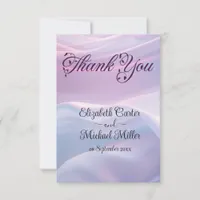 Whispers of Silk: Dreamy Pastel Waves Pink Blue  Thank You Card