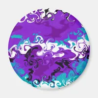 Purple Waves Fluid Art   Magnet