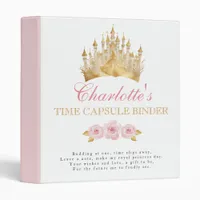 Pink and Gold Princess First Birthday Time Capsule 3 Ring Binder