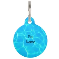 Aqua Water Pattern With Reflection Waves Pet ID Tag