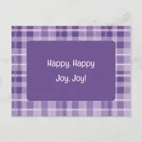 Purple Plaid Greeting Postcard