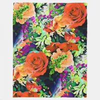 Abstract Flower Floral Fleece Blanket