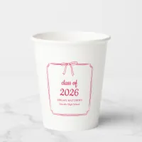 Elegant Whimsical Bow Red Custom Graduation Favor Paper Cups