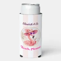 Beach Please Martini Flamingo Bachelorette Seltzer Can Cooler