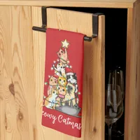 Fun Meowy Catmas Cats Christmas Tree Custom Kitchen Towel