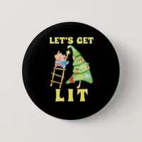 Let's Get Lit Funny Christmas Drinking Classic Button