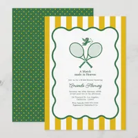 Forest Green & Gold Preppy Tennis Bridal Shower Invitation