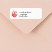 Strawberry pink bow return address  label