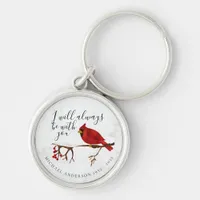 Cardinal Snow Christmas Remembrance Keychain