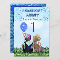 Boy and his Dog  First Birthday Party Invitation