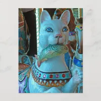 Sushi a Cat With a Fish on a Merry Go Round Postcard