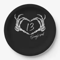 Skeleton Heart Hand Minimal Classic Design Paper Plates
