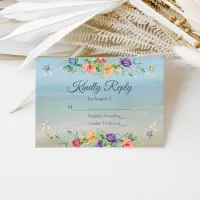 Beach Floral Watercolor Wedding RSVP