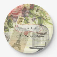 Vintage Shabby-Chic Paris Theme Wedding Custom Paper Plates