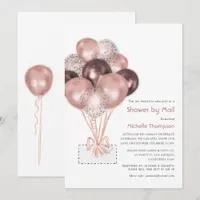 Rose Gold Balloon Baby or Bridal Shower by Mail Invitation