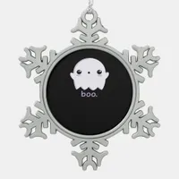 Little Boo Cute Halloween Snowflake Pewter Christmas Ornament