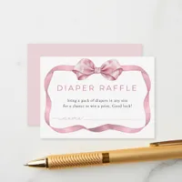Pink Coquette Diaper Raffle Card – Elegant Bow Bab