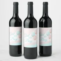 Pink and Blue Balloons Boy or Girl Gender Reveal Wine Label