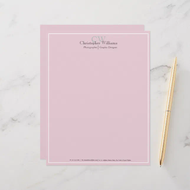 Professional Pink Minimalist Letterhead