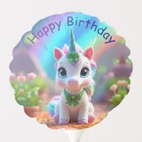 Cute baby unicorn and rainbow, girls birthday  balloon