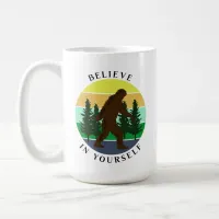 Believe in Yourself | Vintage Sunset Bigfoot   Coffee Mug