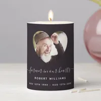 Black heart photo funeral memorial pillar candle