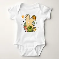 Dino Alphabet for Babies with Name Starting with K Baby Bodysuit