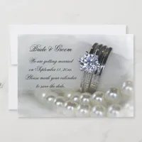 Diamond Rings and Pearls Wedding Save the Date Invitation