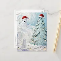 Adorable and Cute Christmas Ghosts and Tree Postcard