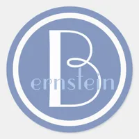Monogrammed Initial Blue and White Letter Sticker