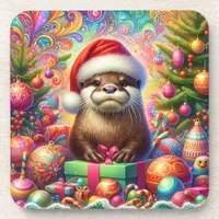 Christmas Otter Beverage Coaster