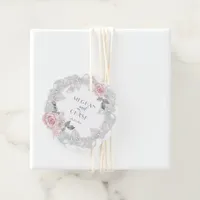 Wedding Wreath Pink Roses Favor Tags
