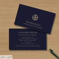 Professional Dark Blue Custom Logo Business Card