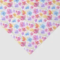 Abstract Watercolor Style Flowers Pink Blue Yellow Tissue Paper