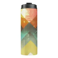 Seventies Orange Abstract Techno Triangles Thermal Tumbler