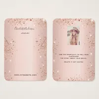 Rose gold earring photo glitter display card