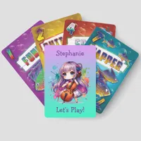 Cute Anime Girl Playing Cello Player Personalized Go Fish Cards