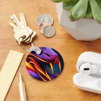 Cobra snake with vibrant orange and purple scales keychain