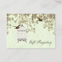 green bird cage, love birds Gift registry  Cards