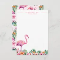 Flamingo Tropical Family Thank You Flat Card