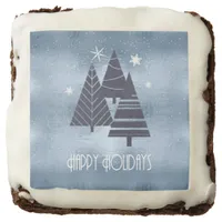 Christmas Trees and Snowflakes Blue ID863 Brownie