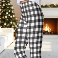 Black and White Buffalo Plaid Christmas Leggings