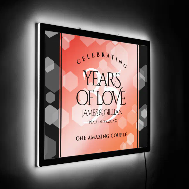 Elegant 35th Coral Wedding Anniversary Celebration LED Sign