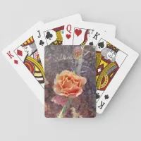 Pretty Peach Prickly Pear Flower Poker Cards