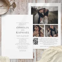 Minimalist QR Code 3 Photos Bohemian Wedding Invitation