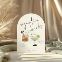 Signature Drinks Custom Cocktails Arch Bar Sign Invitation